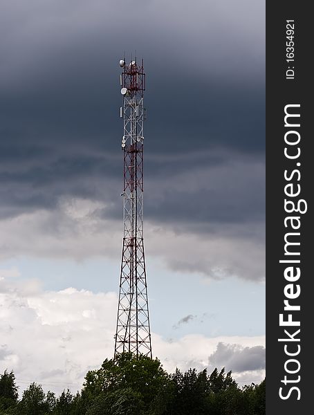 Telecommunications tower in Kimry, Tver region, Central Russia.