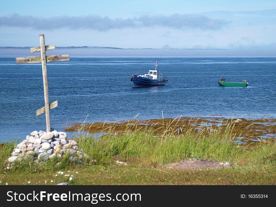 Wooden Cross On Coast