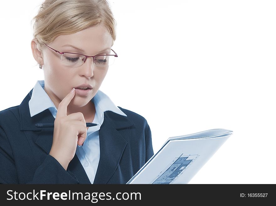 Portrait of young beautiful woman in office environment. Portrait of young beautiful woman in office environment