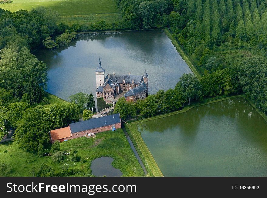 Aerial view of castle in horst. Aerial view of castle in horst