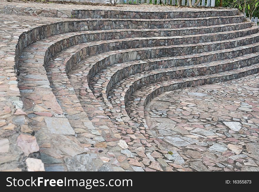 Curve of stair in the garden