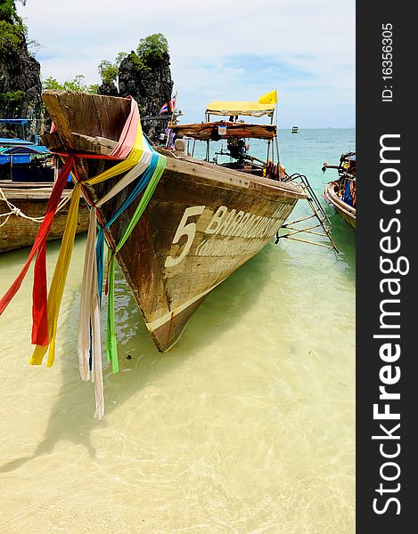 Thai longtail boat on beach