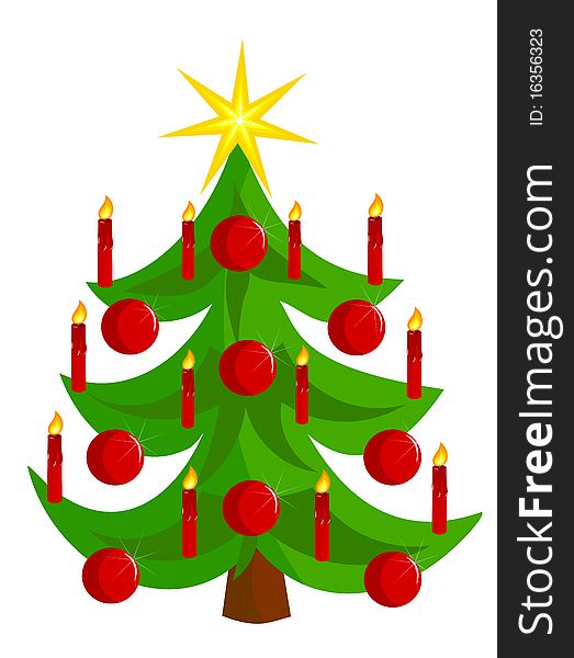 Vector Christmas tree with candles