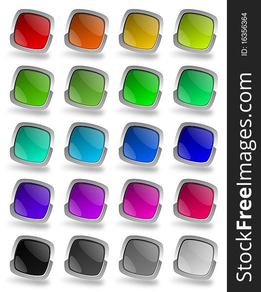 Colorful glossy buttons isolated over white