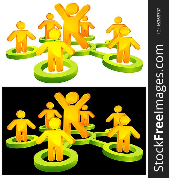 Leader with team in circle, business concept,  illustration
