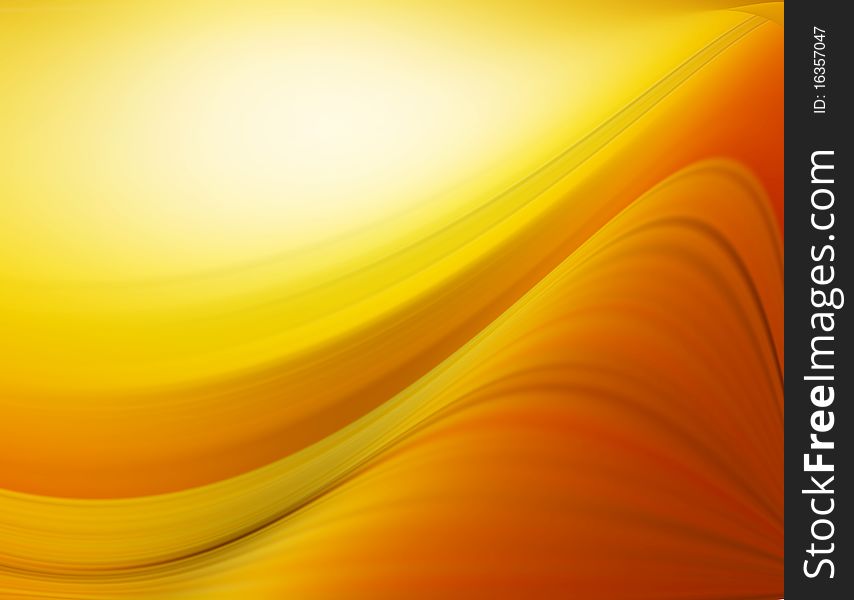 Yellow and orange  dynamic wave over yellow  background. Illustration. Yellow and orange  dynamic wave over yellow  background. Illustration