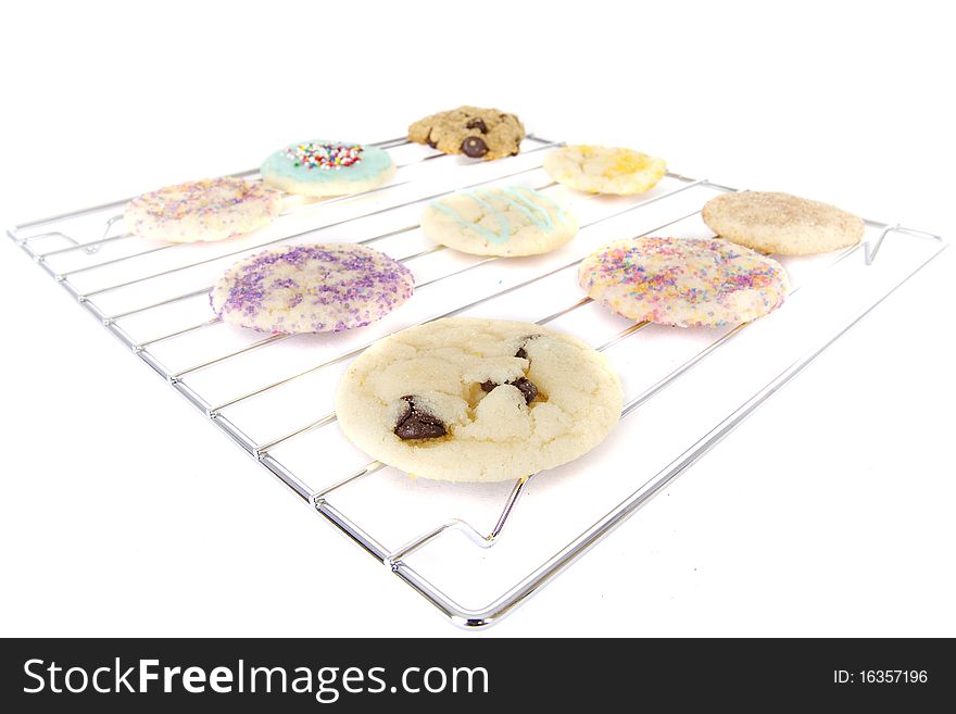 Homemade cookies on baking rack