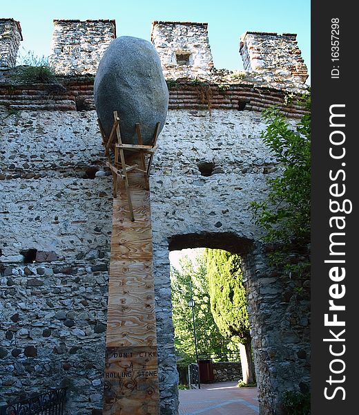 Big stone in the Sirmione castle, Italy. Big stone in the Sirmione castle, Italy