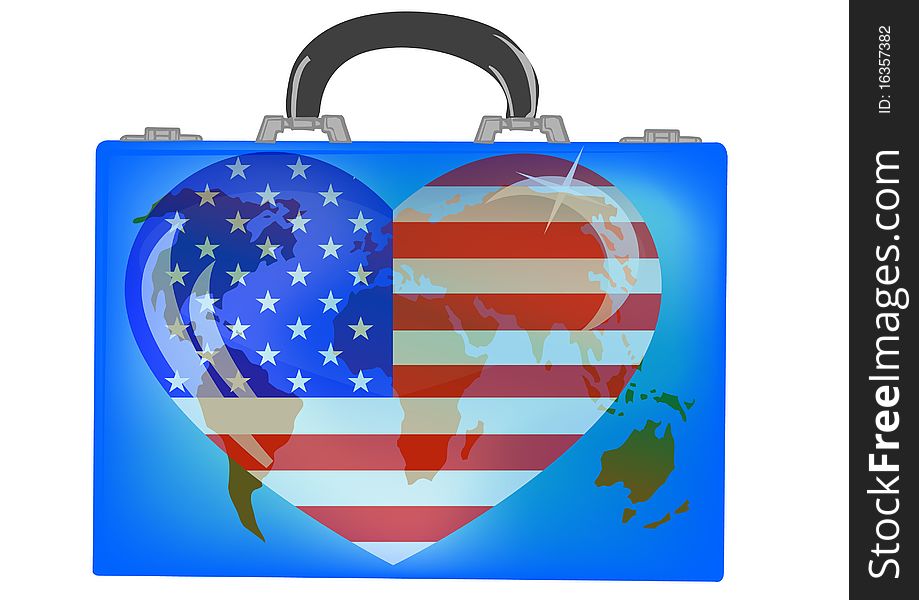 Vector illustration a suitcase with globe on a white background