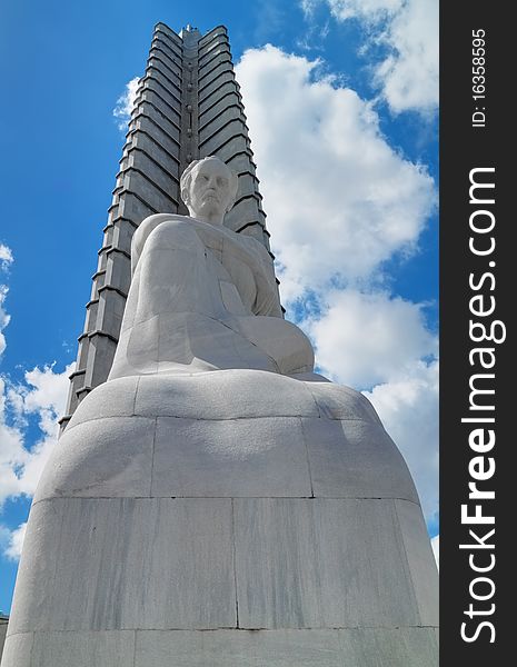 The Jose Marti Memorial at Revolution Square in Havana, Cuba with a beautiful cloudy sky. The Jose Marti Memorial at Revolution Square in Havana, Cuba with a beautiful cloudy sky