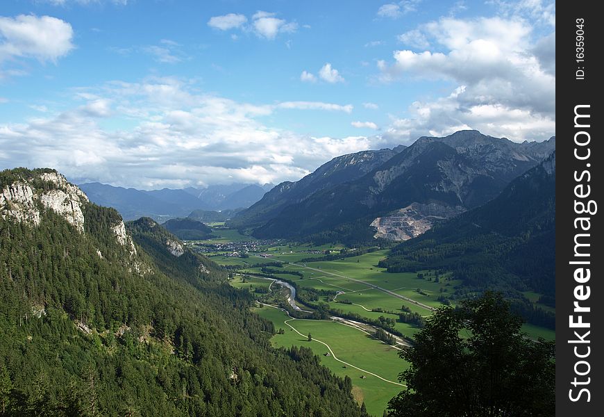 Alps and a valley in bavaria. Alps and a valley in bavaria.