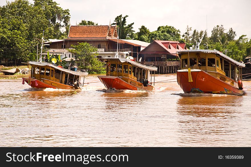 Transport ship in the Chao Phraya River Thailand.