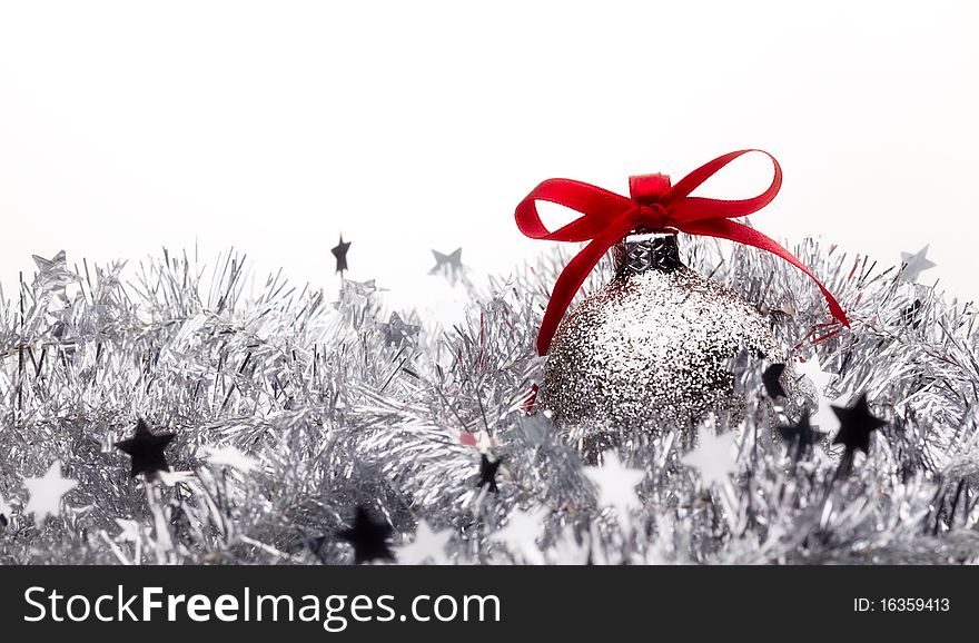 Christmas bauble decorations and holly. Christmas bauble decorations and holly