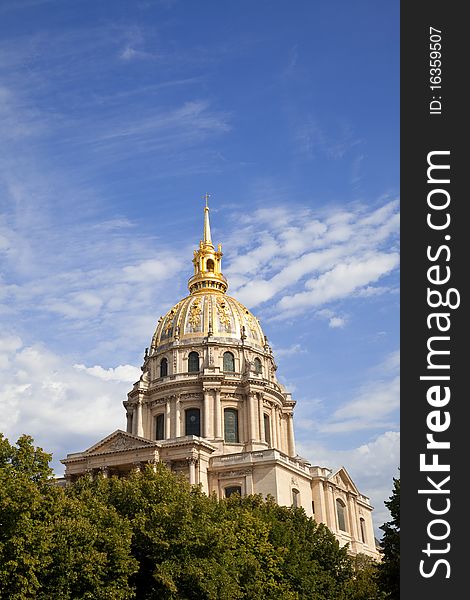 Golden Dome of Les Invalides chapel, Paris.