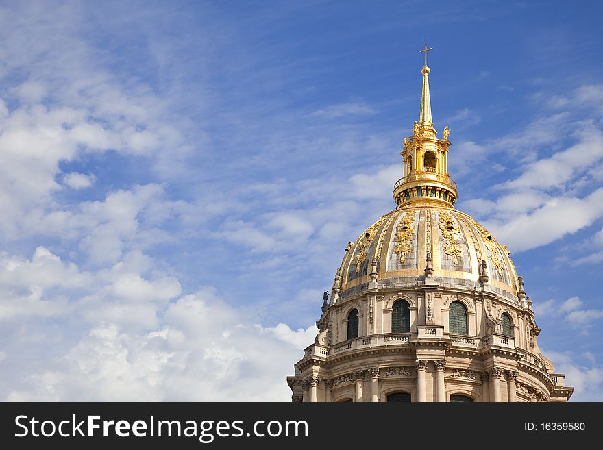 Golden Dome of Les Invalides chapel, Paris.