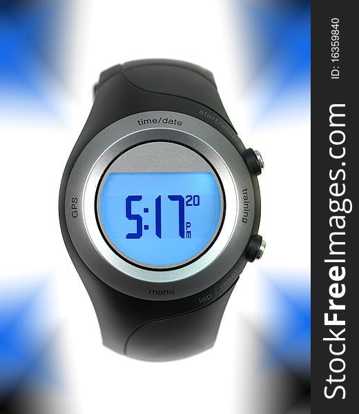 A sports watch isolated against a white background