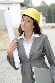 Woman On Construction Site Stock Photos Woman On Construction Site Stock Photos