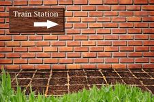 Train Station On Brickwall Pattern Stock Images Train Station On Brickwall Pattern Stock Images