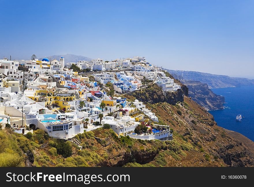 Santorini View (Firostefani) - vacation background. Santorini View (Firostefani) - vacation background