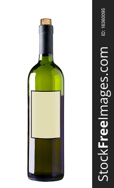 Bottle of red wine isolated on white background, clipping path, with blank label. Bottle of red wine isolated on white background, clipping path, with blank label.