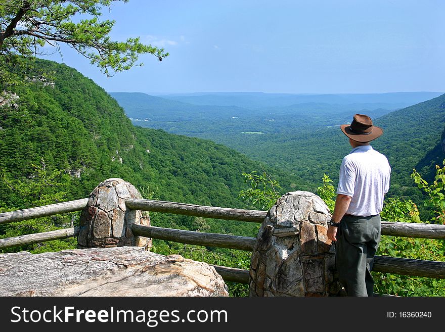 A man taking in the panorama of Cloudland Canyon State Park, Georgia. A man taking in the panorama of Cloudland Canyon State Park, Georgia