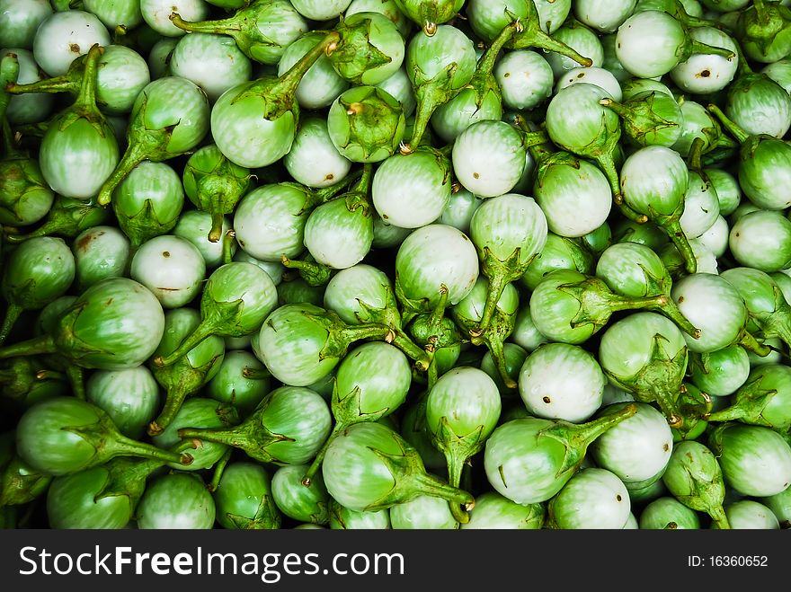 Many Of Green Eggplant In Fresh Market