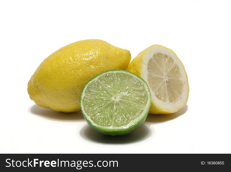 A whole lemon, half lemon and half lime. A whole lemon, half lemon and half lime