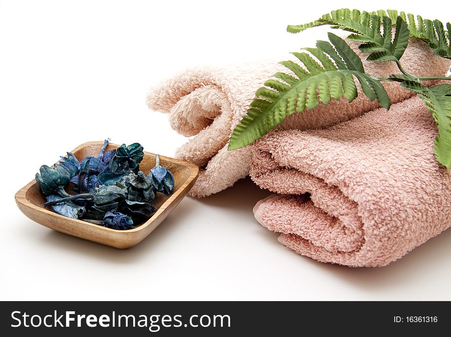 Towel with branch and blossoms