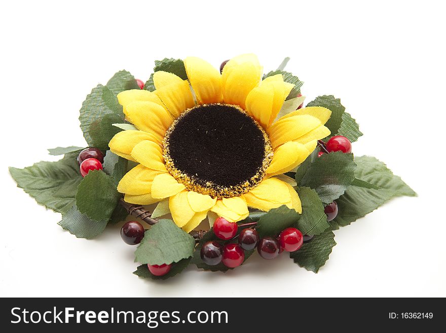 Wreath with berries and sunflower. Wreath with berries and sunflower