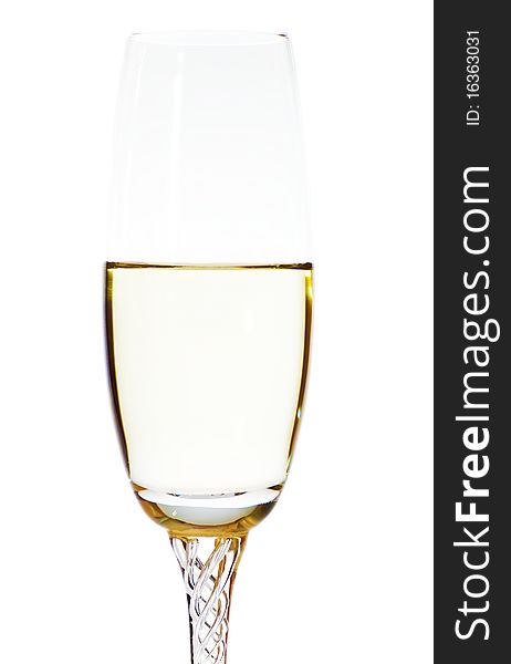 A glass of cwhite wine, champagne or cava isolated on a white background