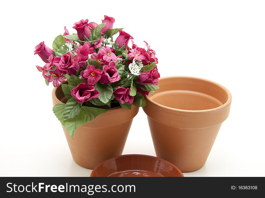 Ceramics flowerpots with flower jewelry