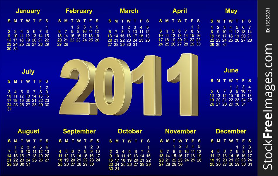 2011 blue calendar for design, horisontal, vector illustration