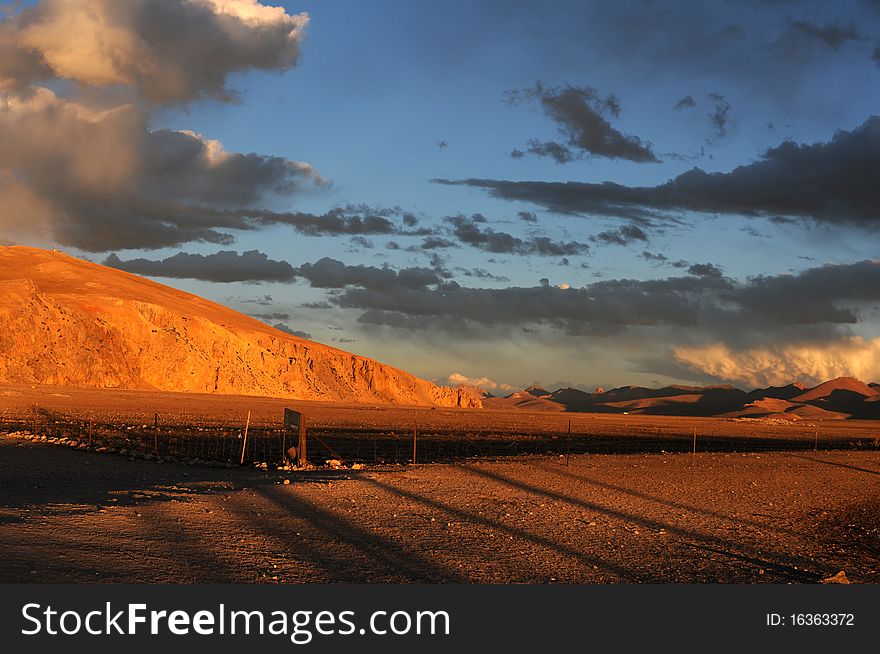 Scenery of mountains at sunset in Tibet. Scenery of mountains at sunset in Tibet