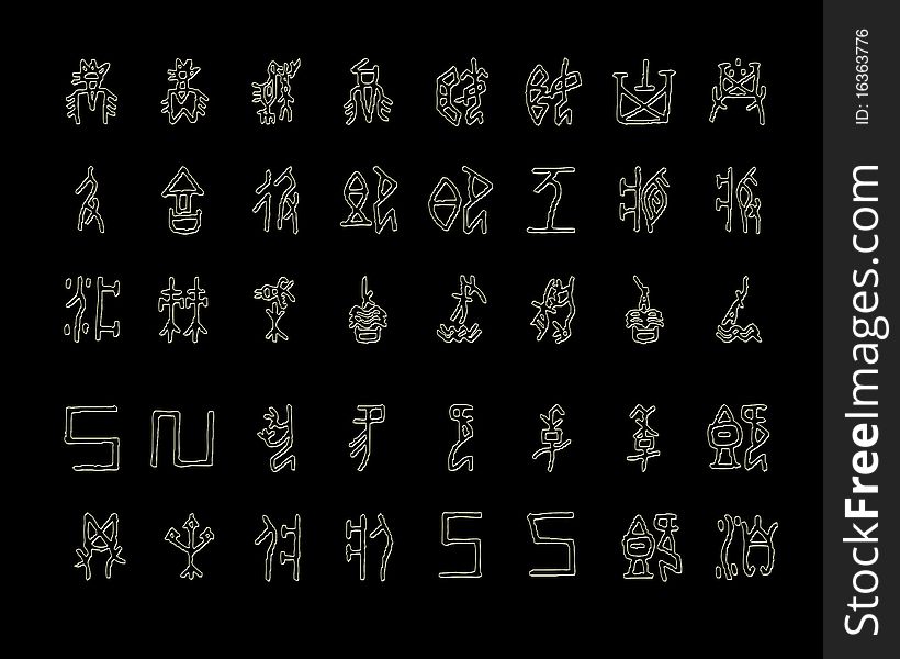 A set of old ancient oracle symbols or words. A set of old ancient oracle symbols or words