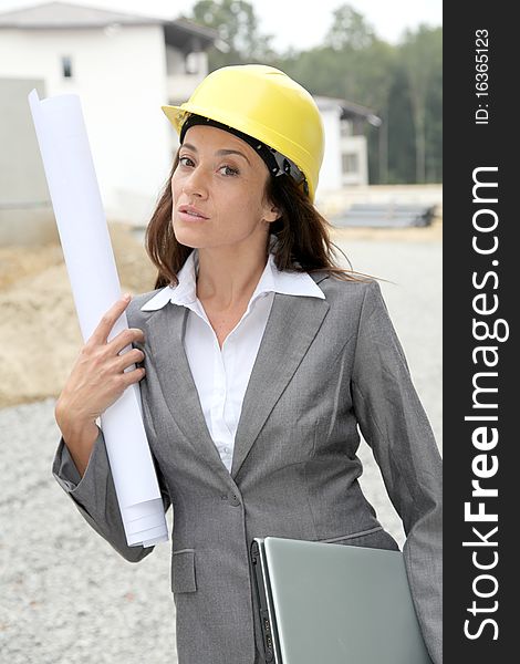 Woman on construction site