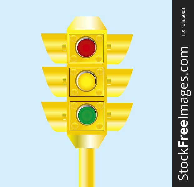 Yellow traffic light for regulation of the moving the transport on road