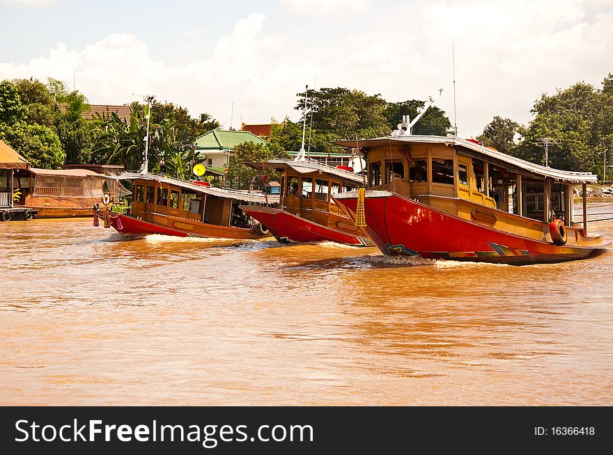 Transport ship in the Chao Phraya River Thailand.