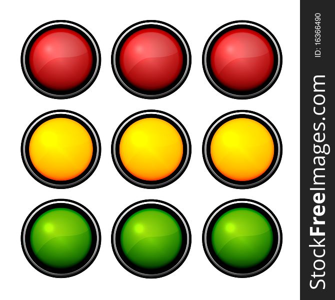Image bringing nine colored balls in three files for three columns