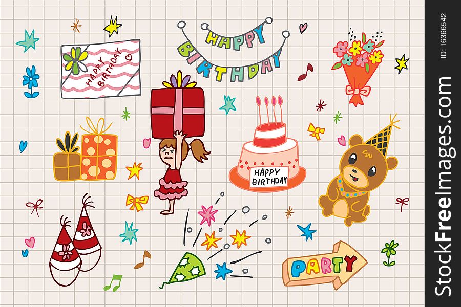 Happy Birthday icon illustration