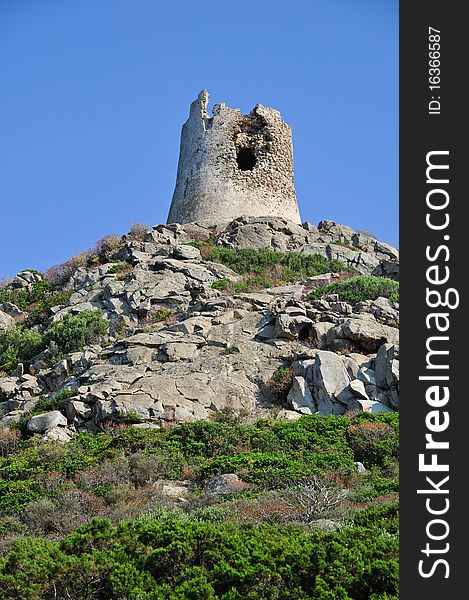 Spanish watchtower in Porto Giunco, Villasimius, Sardinia, Italy. Spanish watchtower in Porto Giunco, Villasimius, Sardinia, Italy.