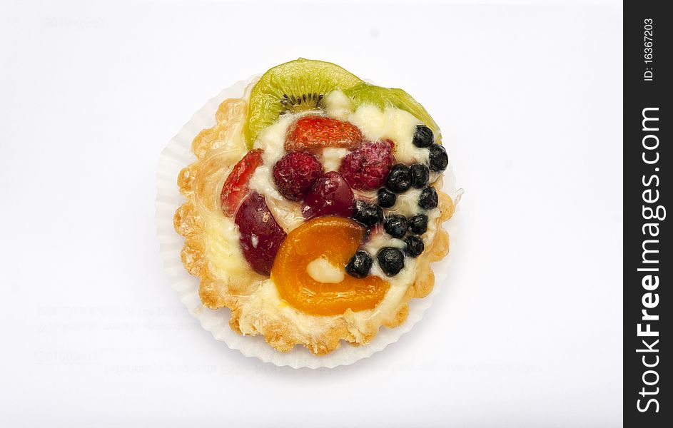 Sweety flan with fruit isolated on a white background. Sweety flan with fruit isolated on a white background