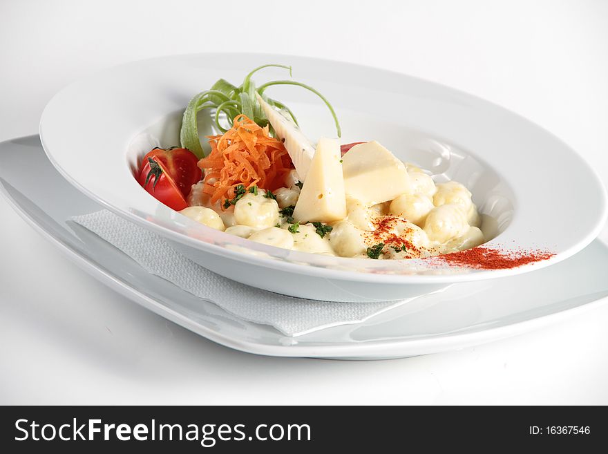 Italian Pasta With Cheese In A Plate