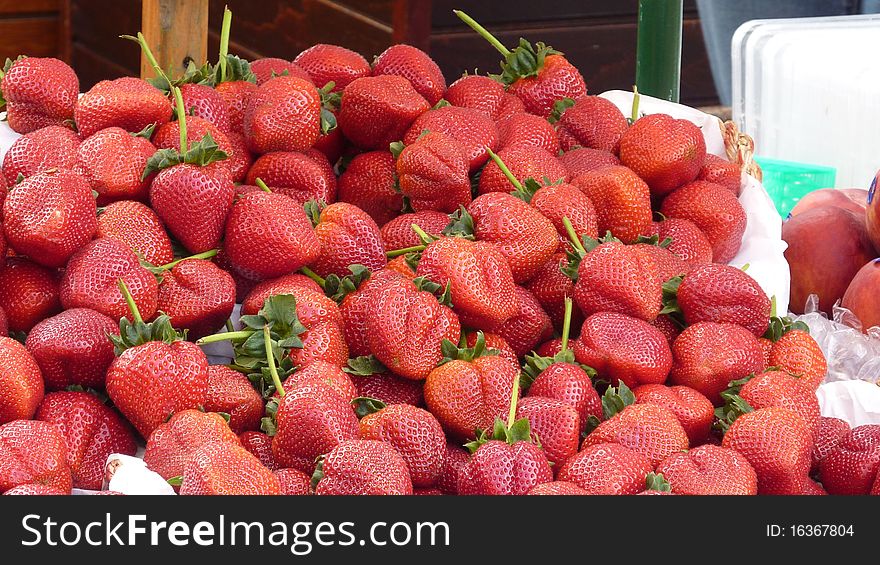Strawberries on a fresh market