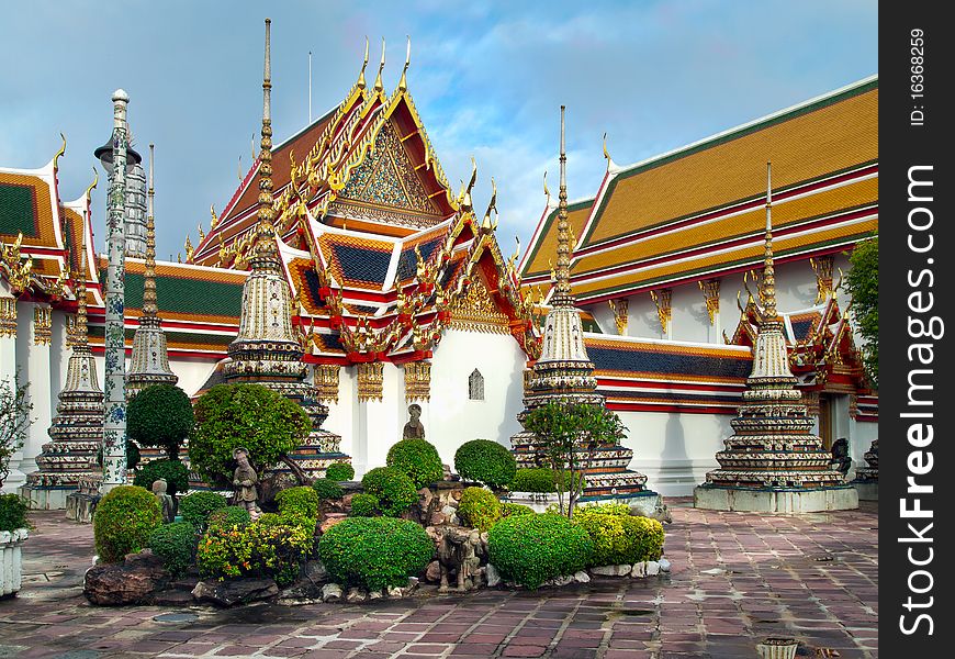 Perspective of thai temple in bangkok