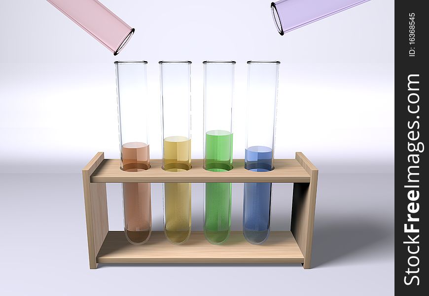Mixing chemicals in multi colour test tubes