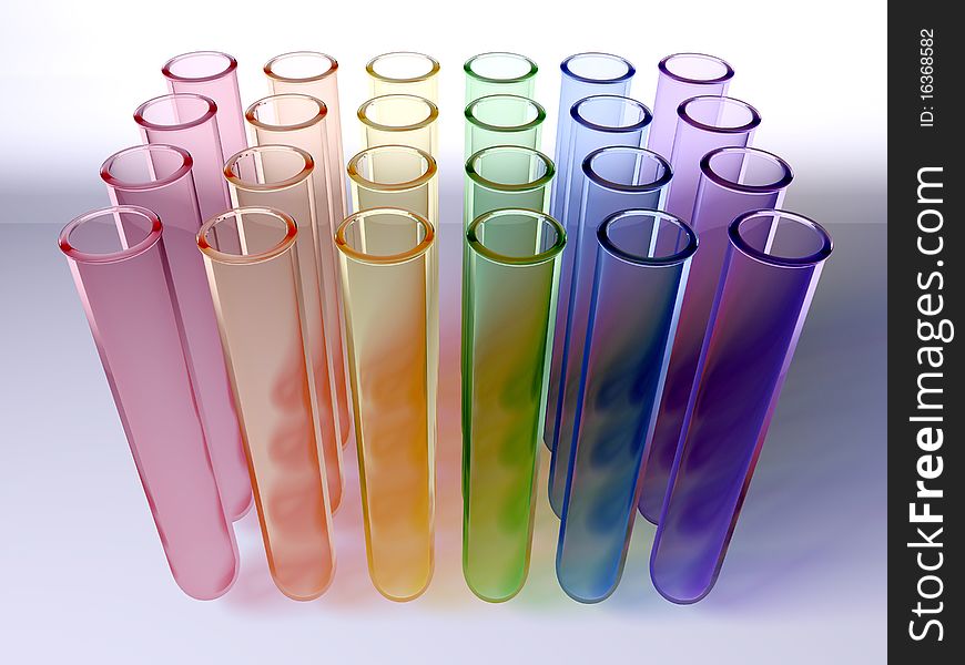 Sets of multi coloured test tubes. Sets of multi coloured test tubes