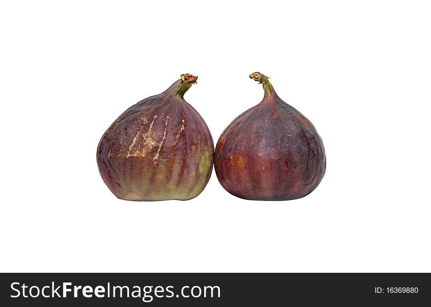 Two figs isolated on white background with clipping path
