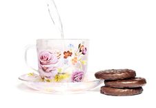 A Cup Of Tea And Cookies Royalty Free Stock Images