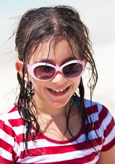 Girl With Sunglasses At The Beach Stock Image Girl With Sunglasses At The Beach Stock Image