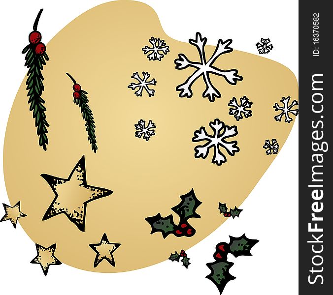 A set of hand-inked Christmas icons. A set of hand-inked Christmas icons